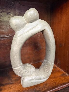Vintage Hand-carved soapstone Mother and child sculpture from Africa, Minimalist